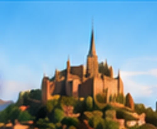 A coastal abbey captured on a sunny day